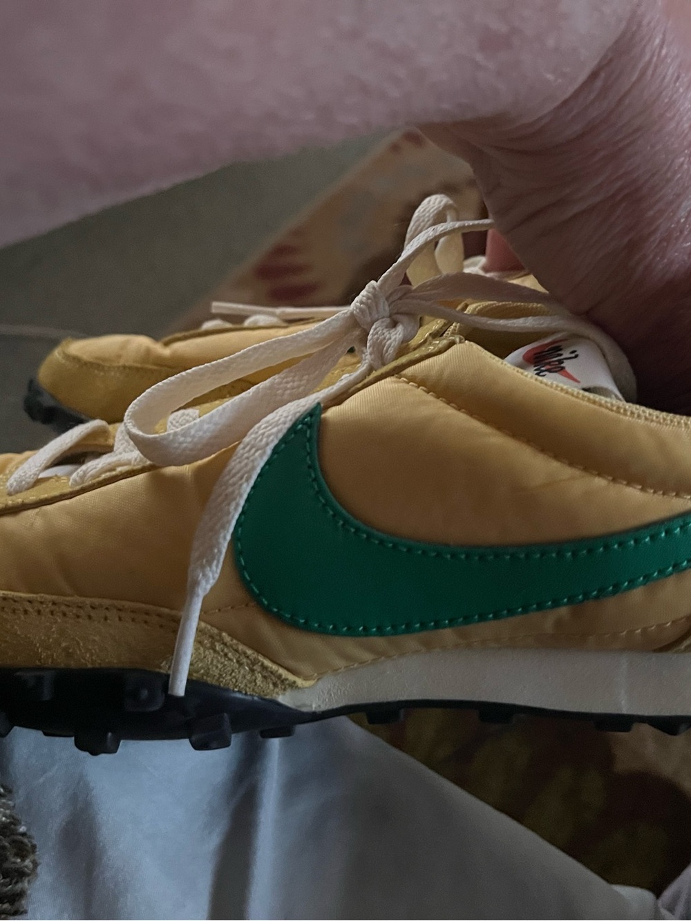 Nike Kids Yellow Sneakers with Green Swoosh